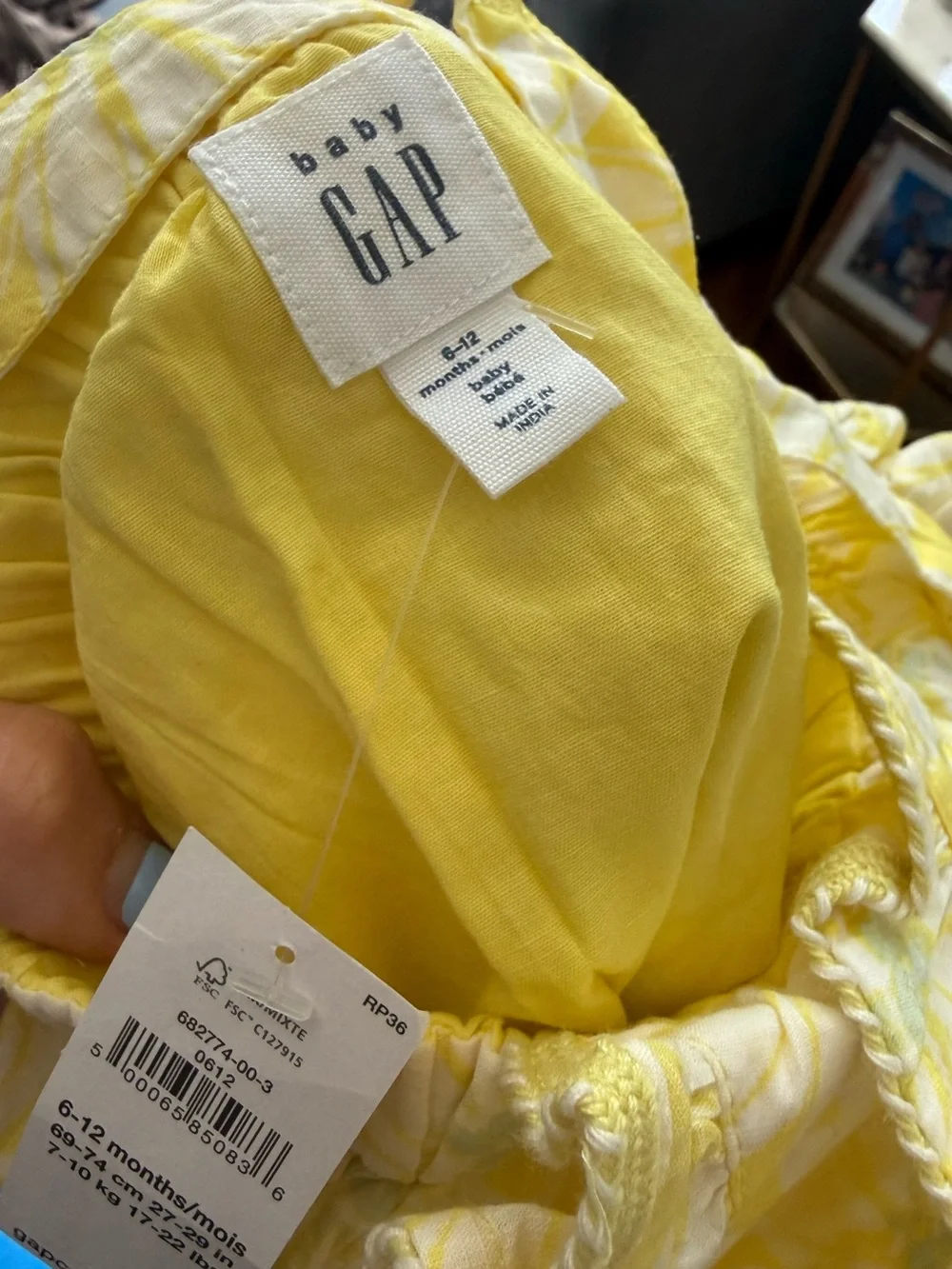 GAP Baby Yellow and White Floral Ruffle Romper - Size 6-12 Months - NWT
